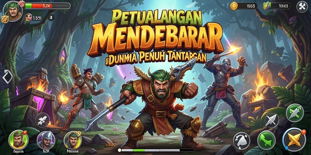 Gameplay 5ZK yang menantang di dunia penuh petualangan.