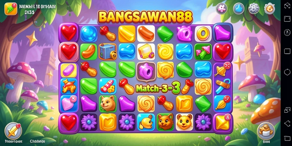 Gameplay seru BANGSAWAN88 dalam aksi Match-3.