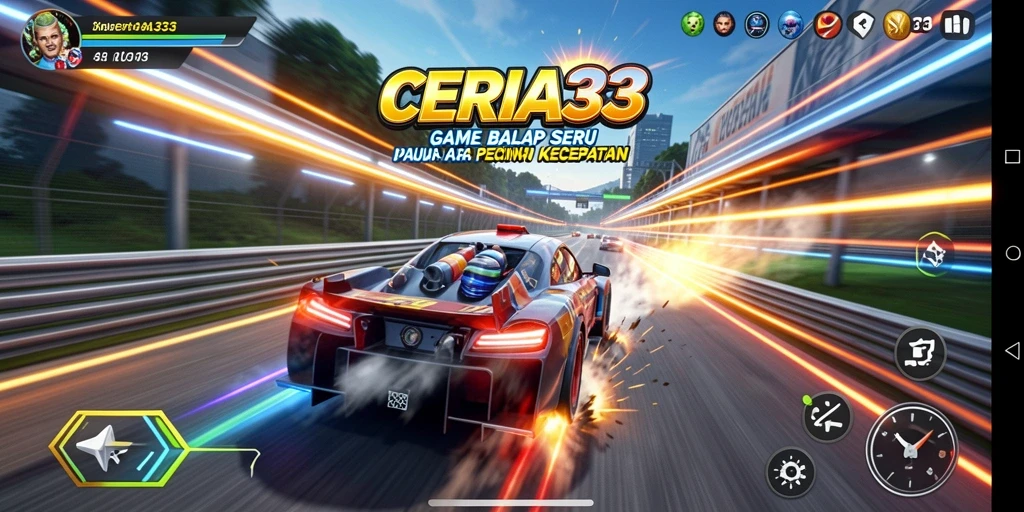 Tampilan gameplay CERIA33 menampilkan aksi balap yang mendebarkan.