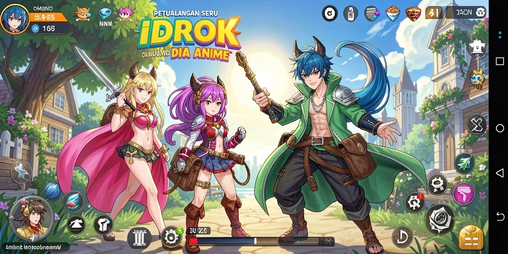Tampilan gameplay <strong>IDROK</strong> dengan karakter anime yang menawan dan pertarungan seru.