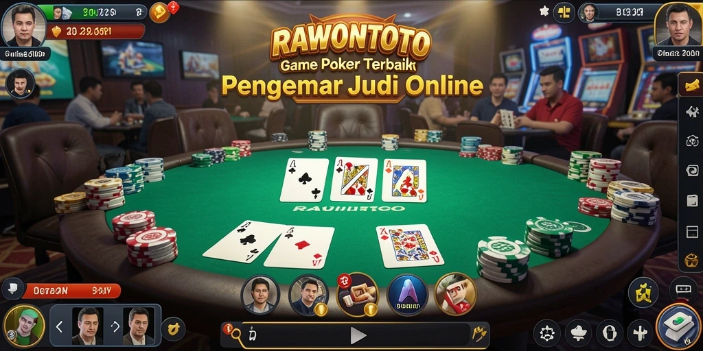 Screenshot utama RAWONTOTO menunjukkan aksi permainan Poker yang seru.