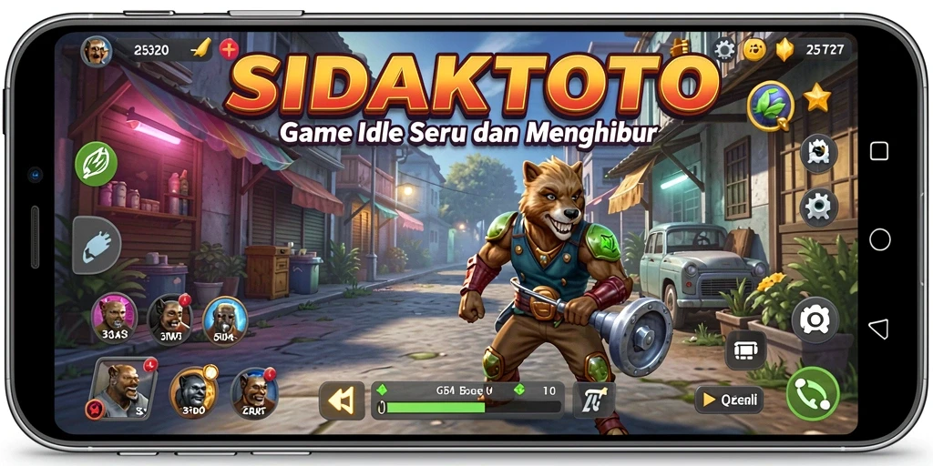 Tampilan gameplay SIDAKTOTO dengan karakter Idle yang sedang beraksi.