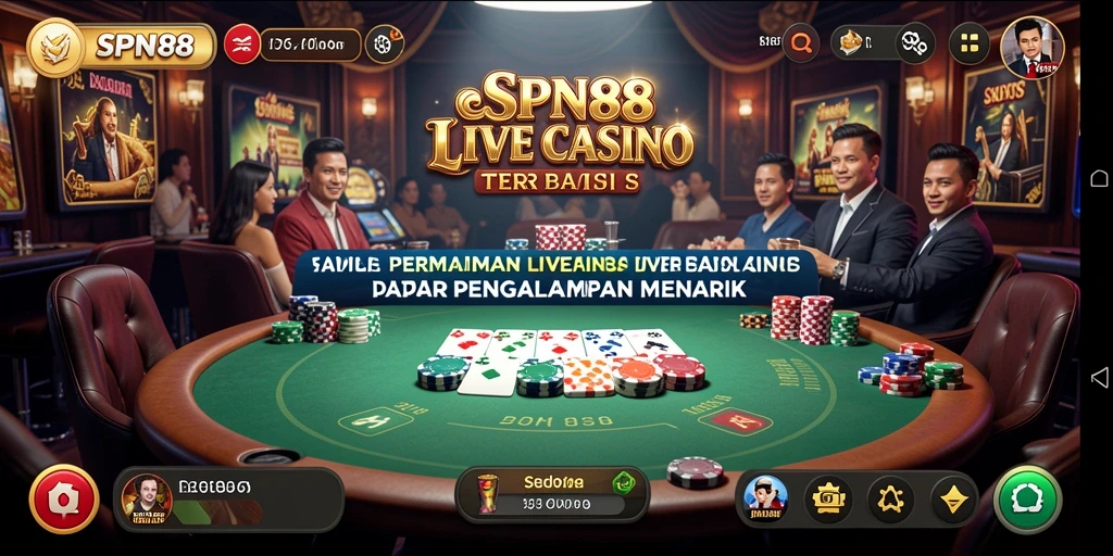 Screenshot SPN88 menunjukkan gameplay Live Casino yang mendebarkan.
